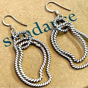 Sundance Catalog NEW Sterling Silver SP Double Hoop Dangle Lightweight Earrings